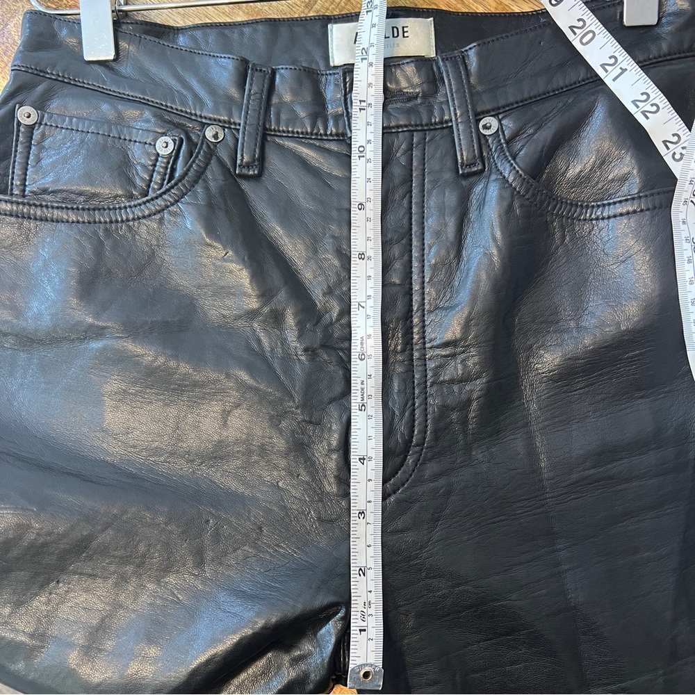 AGOLDE 90’s pinch waist recycled leather blend straight leg pants black - Picture 6 of 9